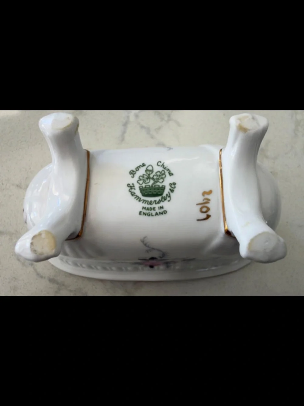 Vtg Hammersley England Rose Pattern Bone China Footed Bathtub Soap Dish | 5¾”